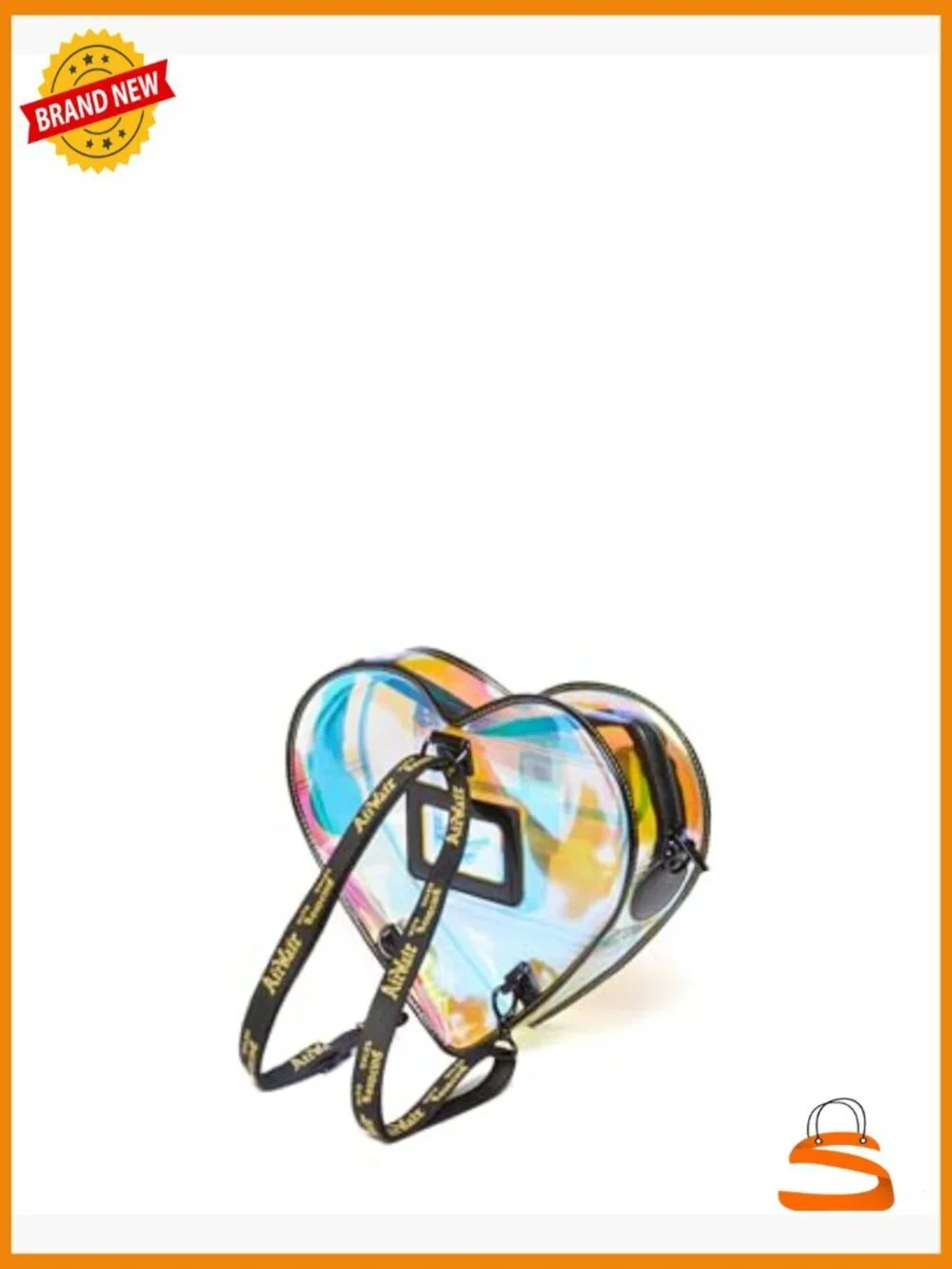 Iridescent PU Heart Backpack Crossbody with Adjustable Straps